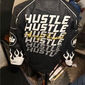 Hustle Black and White Varsity Jacket